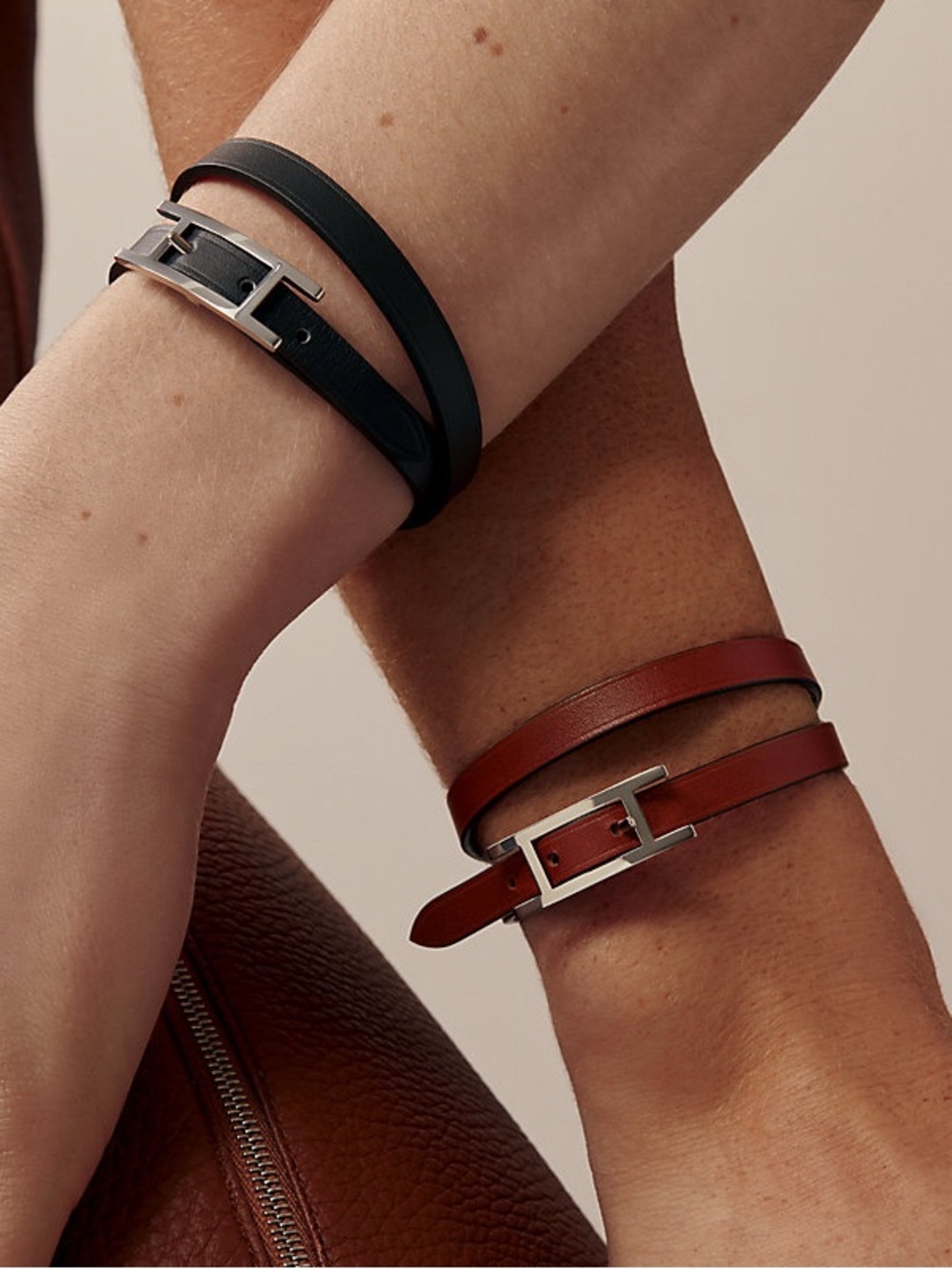 Authentic Hermes Behapi Double Tour Bracelet SHW (palladium plated)